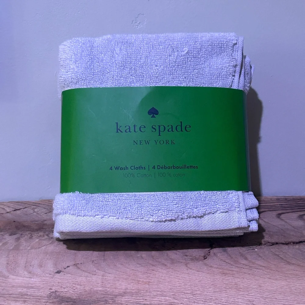 Kate Spade Light Gray Wash Cloths Set NWTS